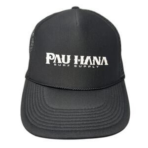 Pau Hana Surf Supply Snapback Trucker Hat Black One Size Adjustable Otto